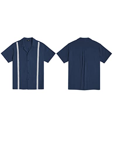 Men's Cuban Guayabera Shirt Short Sleeve Button Down Shirts Casual Summer Beach Linen Shirts