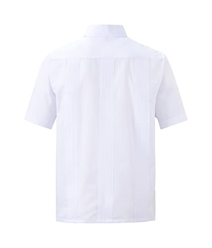 Men's Short Sleeve Guayabera Shirts for Men Cuban Zipper Casual Cotton Beach Tops with Pockets