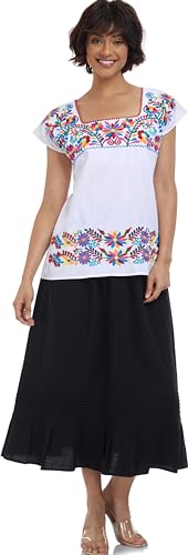 Women's Mexican Shirts Peasant Blouses Embroidered Sleeveless Boho Summer Shirt Fiesta Party Fashion Tank Top