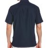 Paneled Short Sleeve Shirt for Men, Classic Fit, Wrinkle Resistant, Casual Button-Down Shirt With Spread Collar