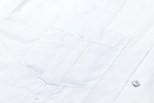 Men's Guayabera Shirts for Men Long Sleeve Cuban Snap Button Shirts Mexican Guayabera Shirts with Four Pockets