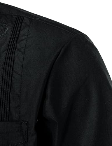 Mens Embroidered Cuban Guayabera Shirts Casual Button Down Short Sleeve Beach Shirts