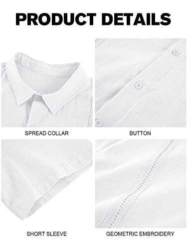 Mens Guayabera Shirts Linen Short Sleeve Button Down Casual Beach Cuban Camp Mexican Shirt for Men Khaki