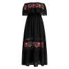 Mexican Dress for Women Traditional Off Shoulder Embroidered Present Casual Lace Long Maxi Dress Cinco de Mayo Outfit