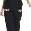 Women's Mexican Floral Embroidered Jumpsuits Casual Lace Short Sleeves Pants with Two Pockets