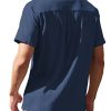 Men's Cuban Guayabera Shirt Short Sleeve Button Down Shirts Casual Summer Beach Linen Shirts