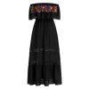 Mexican Dress for Women Traditional Off Shoulder Embroidered Present Casual Lace Long Maxi Dress Cinco de Mayo Outfit