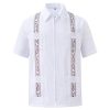 Men's Short Sleeve Guayabera Shirts for Men Cuban Zipper Casual Cotton Beach Tops with Pockets