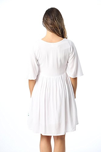 Rayon Crepe Short Dress with Multicolored Embroidery