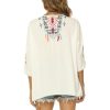 Mexican Embroidered Tops for Women Traditional Boho Tunics Bohemian Shirts Plus Size Peasant Clothes Blouses