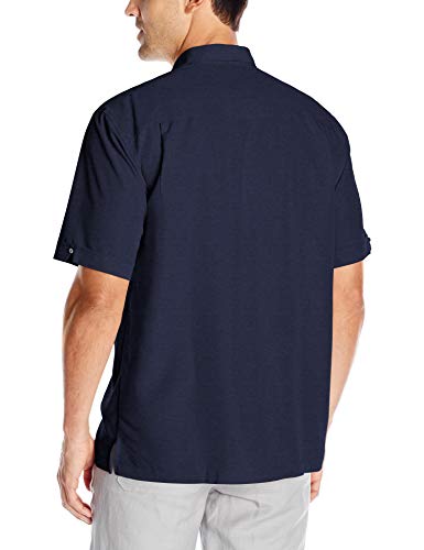 Paneled Short Sleeve Shirt for Men, Classic Fit, Wrinkle Resistant, Casual Button-Down Shirt With Spread Collar