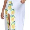 Women Mexican Embroidered Dress V Neck Sexy Maxi Short Sleeve Casual Beach Split Dress