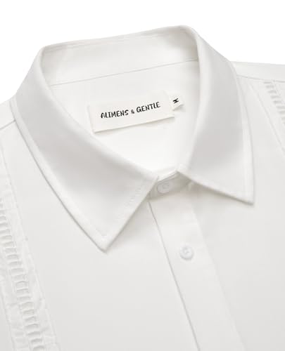 Mens Cuban Guayabera Shirts Short Sleeve Button Down Shirts for Men Summer Beach Wedding