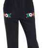 Women's Mexican Floral Embroidered Jumpsuits Casual Lace Short Sleeves Pants with Two Pockets
