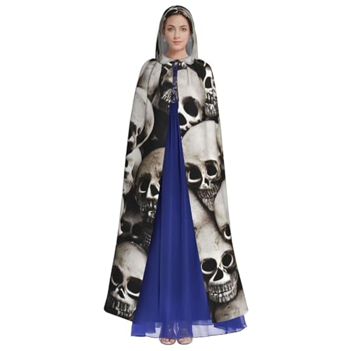 Mexican Skull print Halloween Hooded Robe Cloak for Adult Men Women Wizard Vampire Knight Fancy Cape Costume
