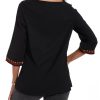 Women's 3/4 Sleeve Mexican Shirts Embroidered Tops Floral Boho Peasant Blouse Ethnic Style Casual Loose Tunics