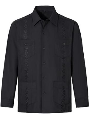 Men's Long Sleeve Guayabera Shirts Cuban Shirts