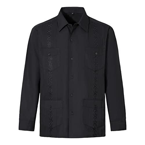 Men's Long Sleeve Guayabera Shirts Cuban Shirts