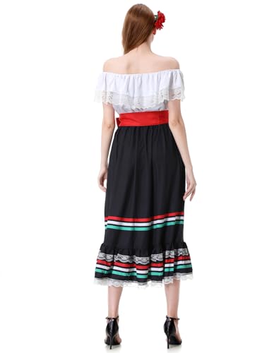 Mexican Costume for Women Traditional Mexican Dress for Halloween Cinco De Mayo Fiesta Senorita Blouse Dance Costume