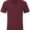Cuban Linen Shirts for Men Short Sleeve Button Down Shirt Cotton Summer Beach Camp Vacation Hawaiian Shirts