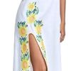 Women Mexican Embroidered Dress V Neck Sexy Maxi Short Sleeve Casual Beach Split Dress