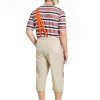 Mexican TV Cosplay Costume for Adult Men, Patchwork Overalls Suit Set with Striped T-shirt Hat for Halloween Party Outfit