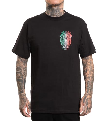 Sullen Men's De La Muerte Mex Tattoo Lifestyle Graphic Standard Day of The Dead Capsule Short Sleeve Tee Black