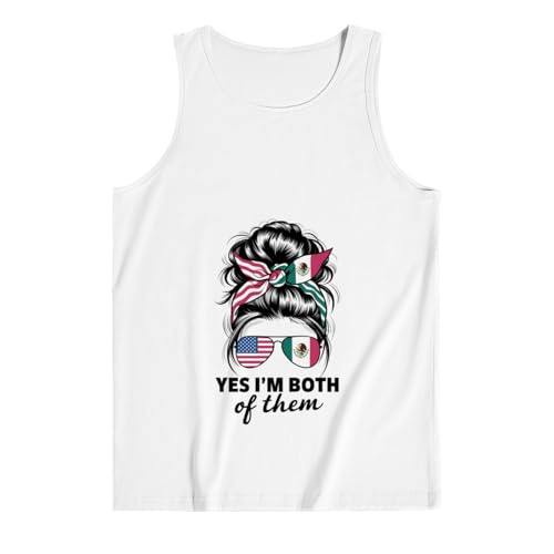 Cool Half Mexican and American Mexico America USA Flag Girl Women Mens Sleeveless Tank Tops Workout Gym Shirts