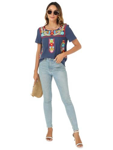 Mexican Shirts for Women Traditional Embroidered Tops Cinco De Mayo Fiesta Style Outfit
