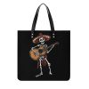 Mexican Skeleton Musician Printed Tote Bag for Women Fashion Handbag with Top Handles Shopping Bags for Work Travel