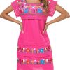Women Embroidered Mexican Peasent Lace Short Sleeves Dress