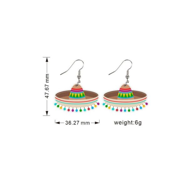 9 Pairs Cinco De Mayo Earrings for Women Mexican Fiesta Earrings Set Funny Pepper Racket Rainbow Horse Hat Cactus Guitar Chili