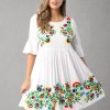 Rayon Crepe Short Dress with Multicolored Embroidery