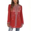 Mexican Embroidered Tops for Women Long Sleeve Shirts Bohemian Flower Peasant Tunics Clothing Boho Blouse