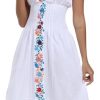 2024 Women's Embroidered Dress Casual Bohemian V-Neck Dress Short Sleeve Floral Wedding Party Dress
