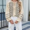 Womens Boho Embroidered Tops Floral Babydoll Tops Long Sleeve V Neck Peasant Blouses Mexican Shirt