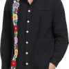 Men's Mexican Shirts Cuban Guayabera Shirt Casual Long Sleeve Embroidered Linen Summer Beach Shirts