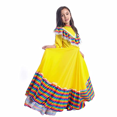 Mexican Traditional Dress Girls National Style Princess Dress Halloween Carnival Birthday Party Dress
