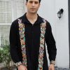 Mexican Shirts for Men Guayabera Cinco De Mayo Fiesta Traditional Embroidered Collared Button Up Long Sleeve