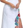 Women's Mexican Floral Embroidered Halter Neck Split Sleeveless Ruffle Party Long Dresses