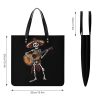 Mexican Skeleton Musician Printed Tote Bag for Women Fashion Handbag with Top Handles Shopping Bags for Work Travel