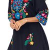 Women Embroidered Mexican V Neck Floral Dress Long Sleeve Floral Traditional Bohemian Dress