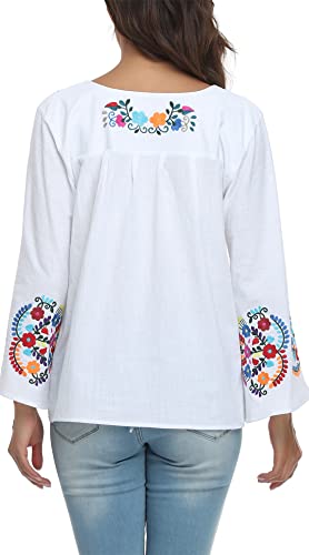 Women's Summer Boho Embroidery Mexican Bohemian Tops Shirt Tunic