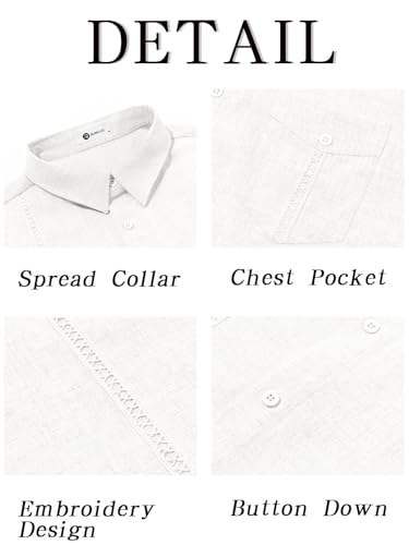 Mens Cuban Guayabera Shirts Button Down Short Sleeve Shirt Casual Linen Summer Beach Vacation Hippie Tops
