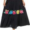 Mexican Skirts for Women Floral Embroidered Maxi Skirt Traditional Dress Fiesta Outfit