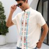 Mexican Shirts for Men Authentic Guayabera Embroidered Dress Up Fiesta Traditional Style Cinco De Mayo Button Up Shirt