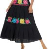 Mexican Skirts for Women Floral Embroidered Maxi Skirt Traditional Dress Fiesta Outfit