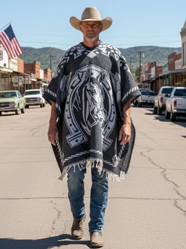 Reversible Mexican Ponchos for Men and Women Sarape Pancho Men Sarapes Mexicanos Costume Outfit