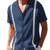 Men's Cuban Guayabera Shirt Short Sleeve Button Down Shirts Casual Summer Beach Linen Shirts