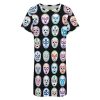 Lucha Libre Mexican Wrestling Masks Nightgowns for Women Sleepwear Short Sleeve Sleep Dress Nightshirt